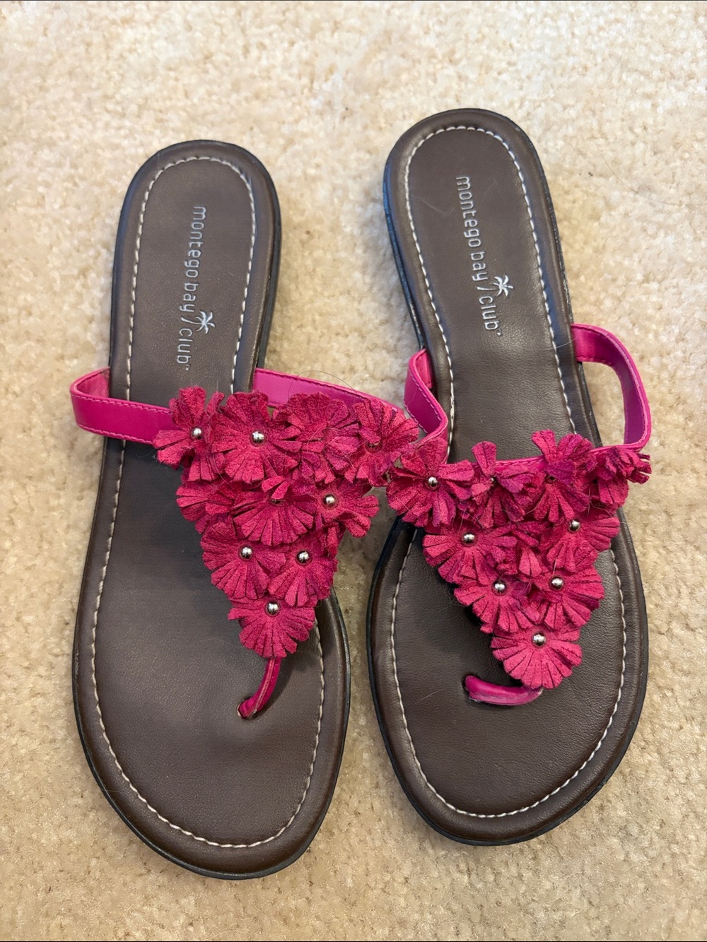 Montego Bay Club Women's Fuchsia Floral Thong Sandals